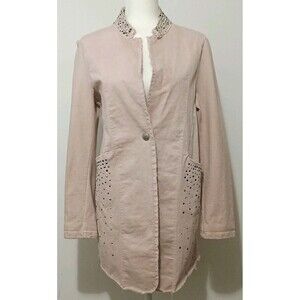 Baci Blush Pink Studded Raw Edge Women's Jacket Size XL Read Description